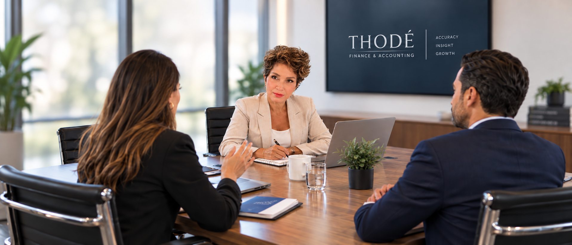 Henna Thodé at a meeting table